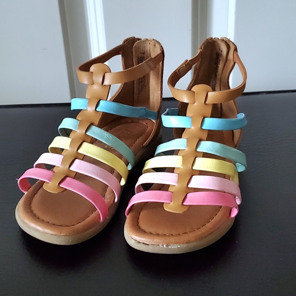 Little Girl's Pastel Rainbow Gladiator Style Sandals